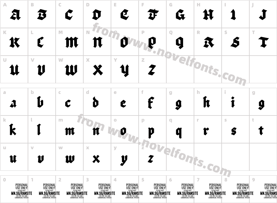 Ransite Medieval PERSONAL USE RegularCharacter Map