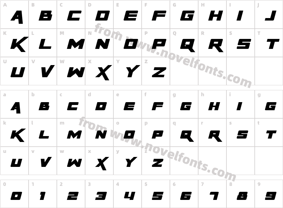 Rapier Zero ItalicCharacter Map