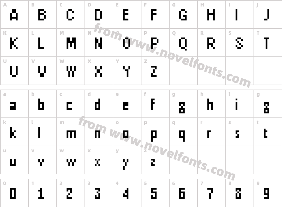 RasterGothicNineCondCharacter Map