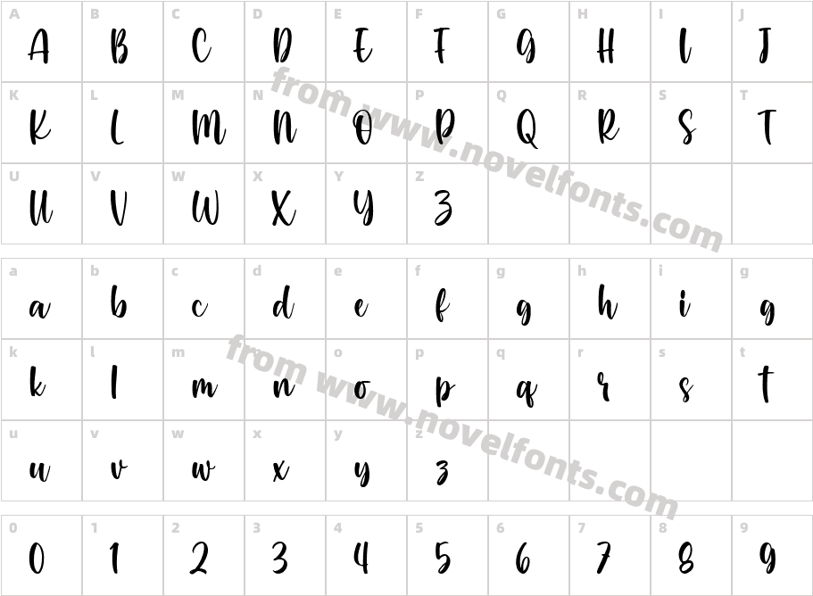 Raverdia RegularCharacter Map