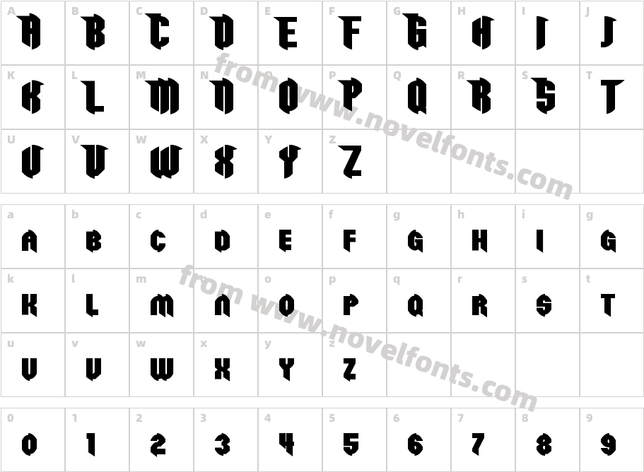 Razorclaw BoldCharacter Map