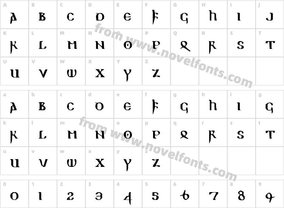 ReadableGothicCharacter Map