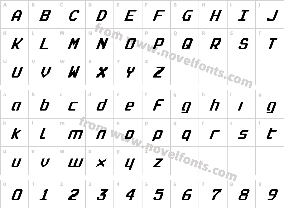 Realpolitik Condensed ItalicCharacter Map