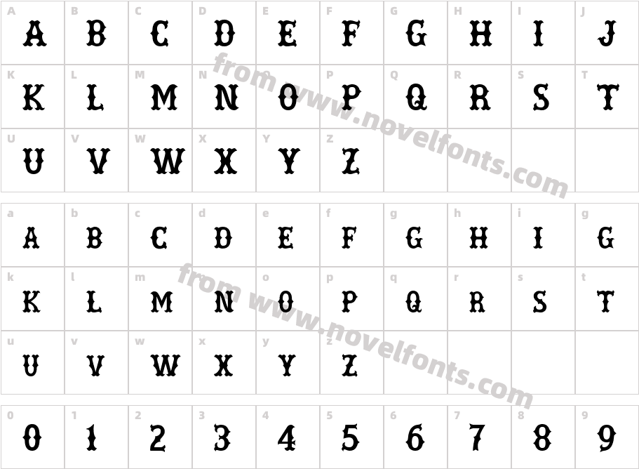 Rebel Bones BoldCharacter Map