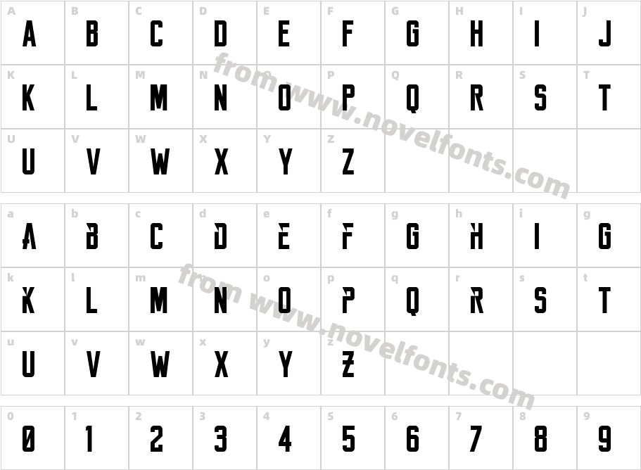 Reckoner BoldCharacter Map