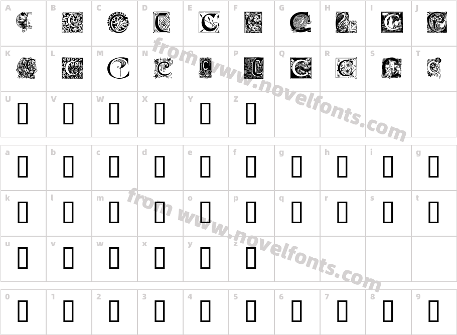 Art Nouveau Initials CCharacter Map