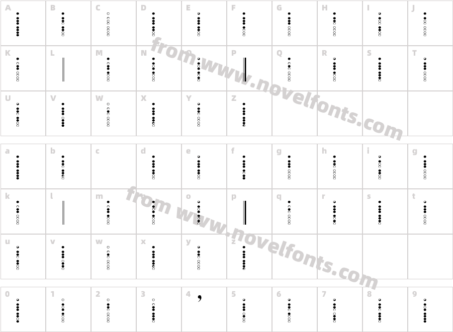 Recorder FontCharacter Map