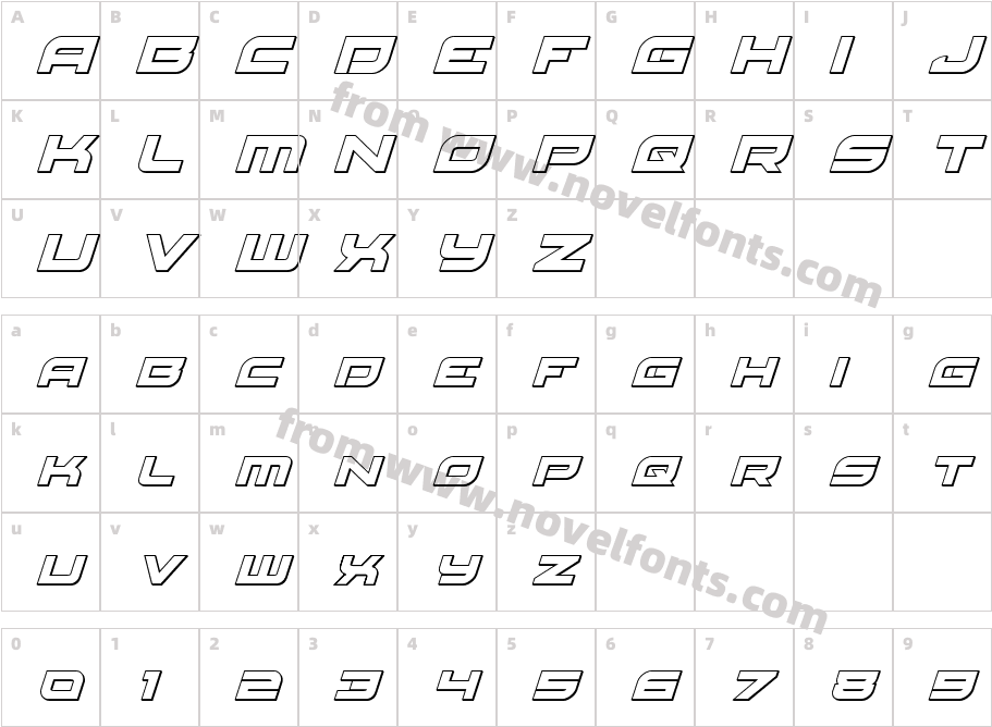 Red Rocket Outline ItalicCharacter Map