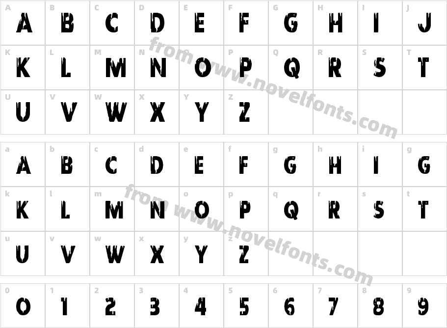 Red Undead CondensedCharacter Map