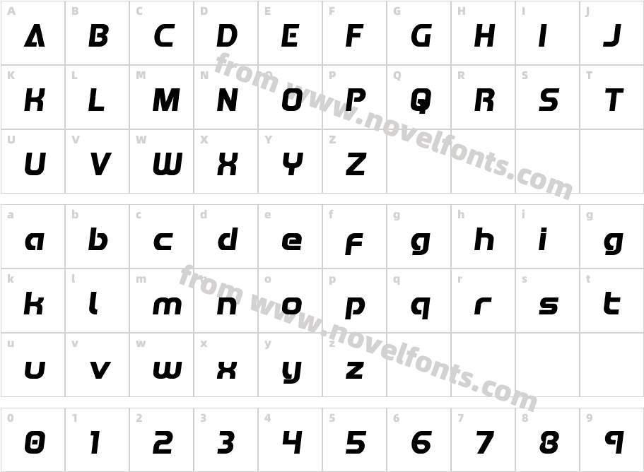 Redline Semi-ItalicCharacter Map