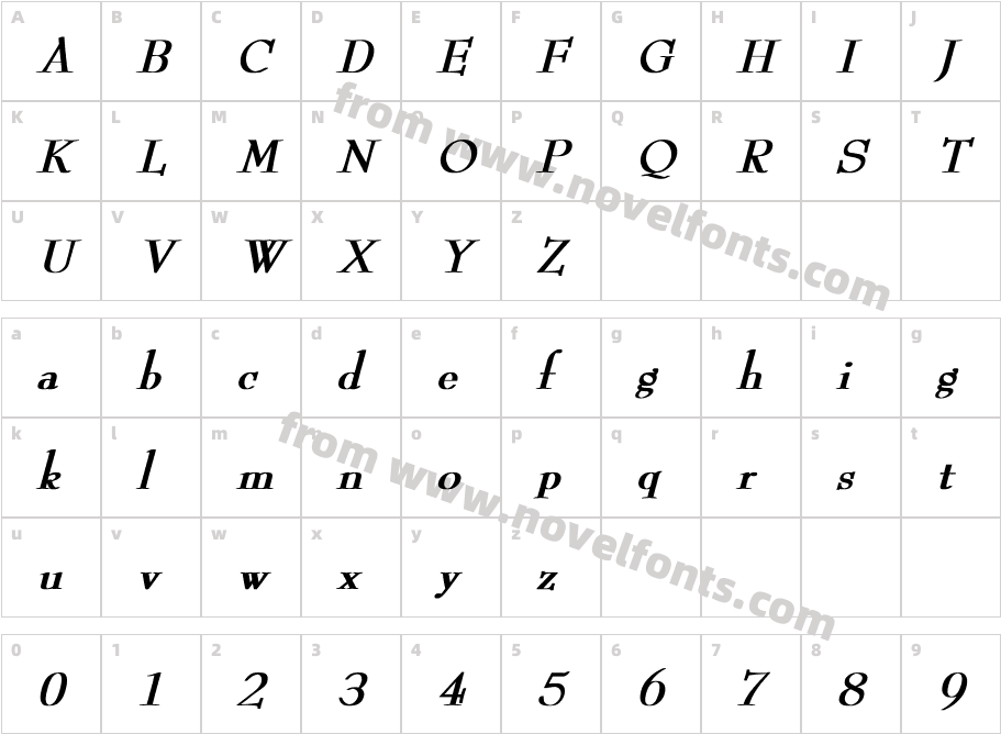 ReedFont Bold ItalicCharacter Map