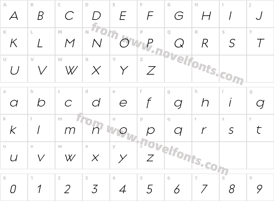 Regulator-LightItalicCharacter Map