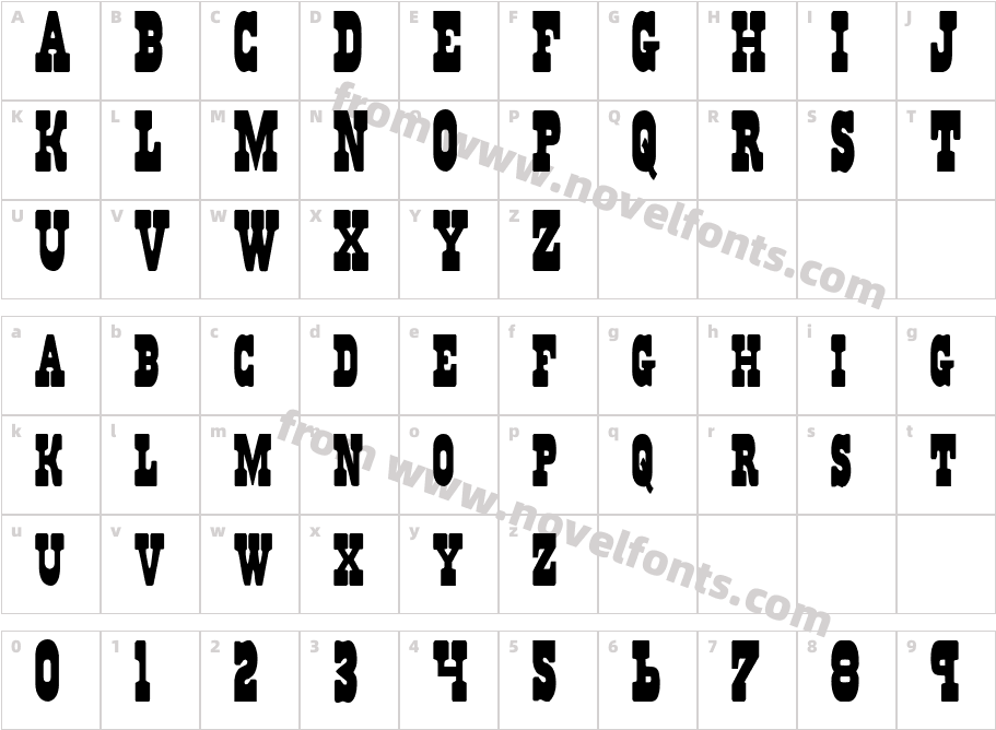 Regulators CondensedCharacter Map