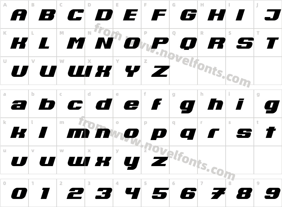 Rethinked ItalicCharacter Map