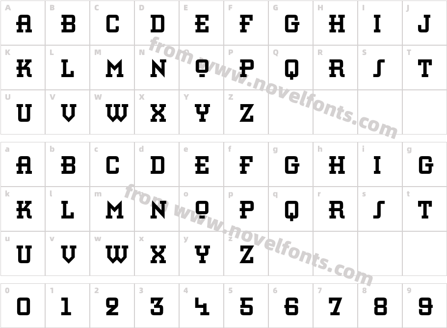 RetroBoldStdCharacter Map