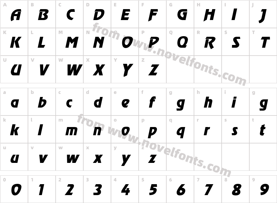 Revel ItalicCharacter Map