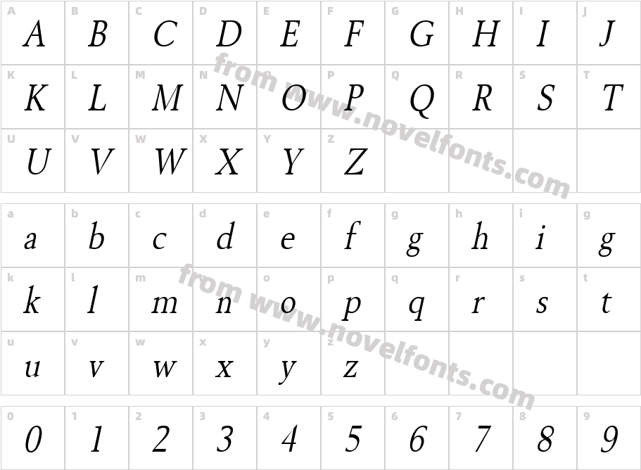 Revive 8 Condensed ItalicCharacter Map