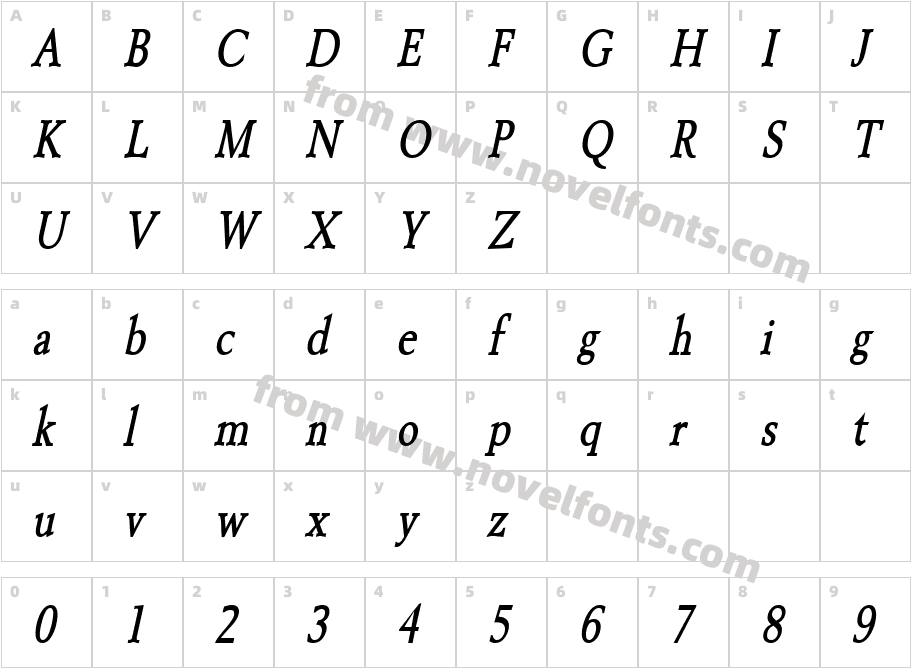 Revive 8 Thin BoldItalicCharacter Map