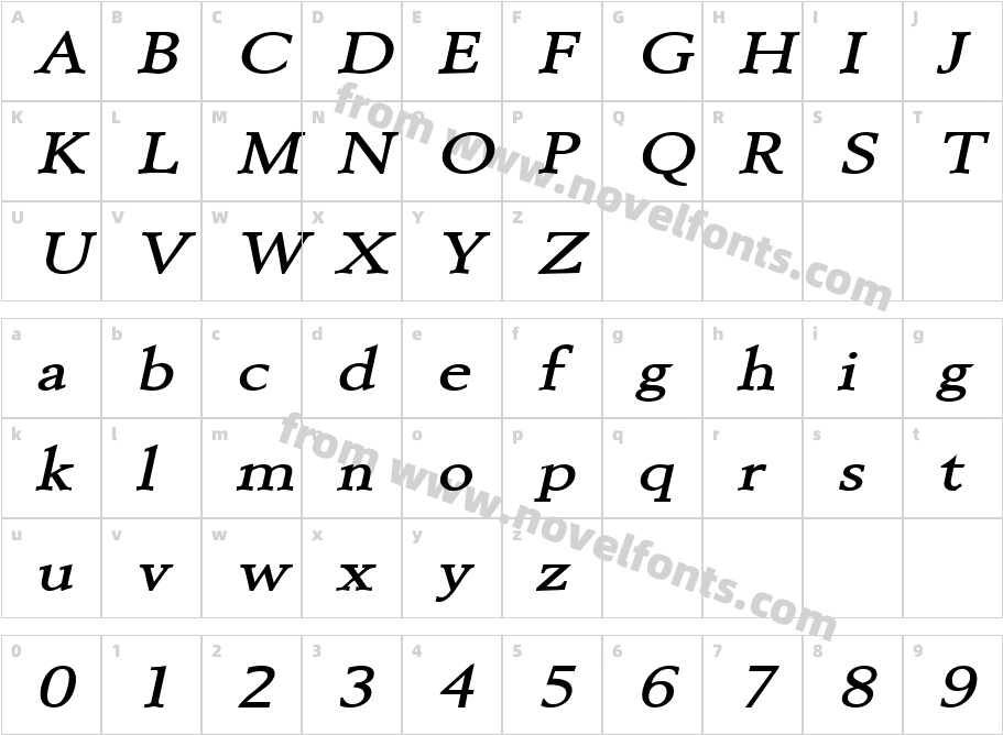 Revive 8 Wide BoldItalicCharacter Map