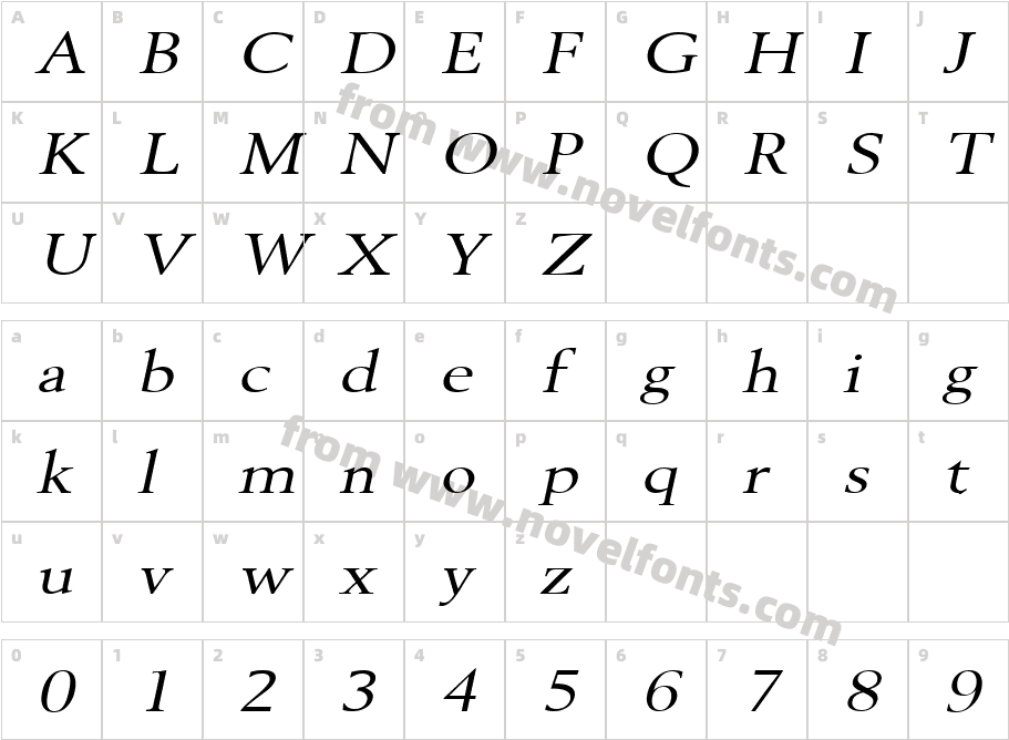 Revive 8 Wide ItalicCharacter Map