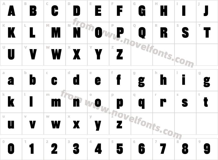 Rhode-BoldCondensedCharacter Map