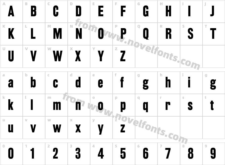 Rhode-MediumCondensedCharacter Map