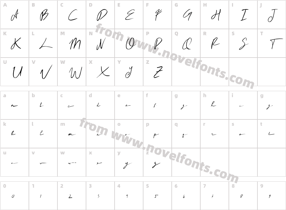 Rhoutte Ganol Demo ItalicCharacter Map