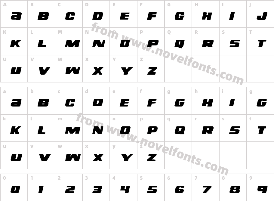 Right Hand Luke Expanded ItalicCharacter Map