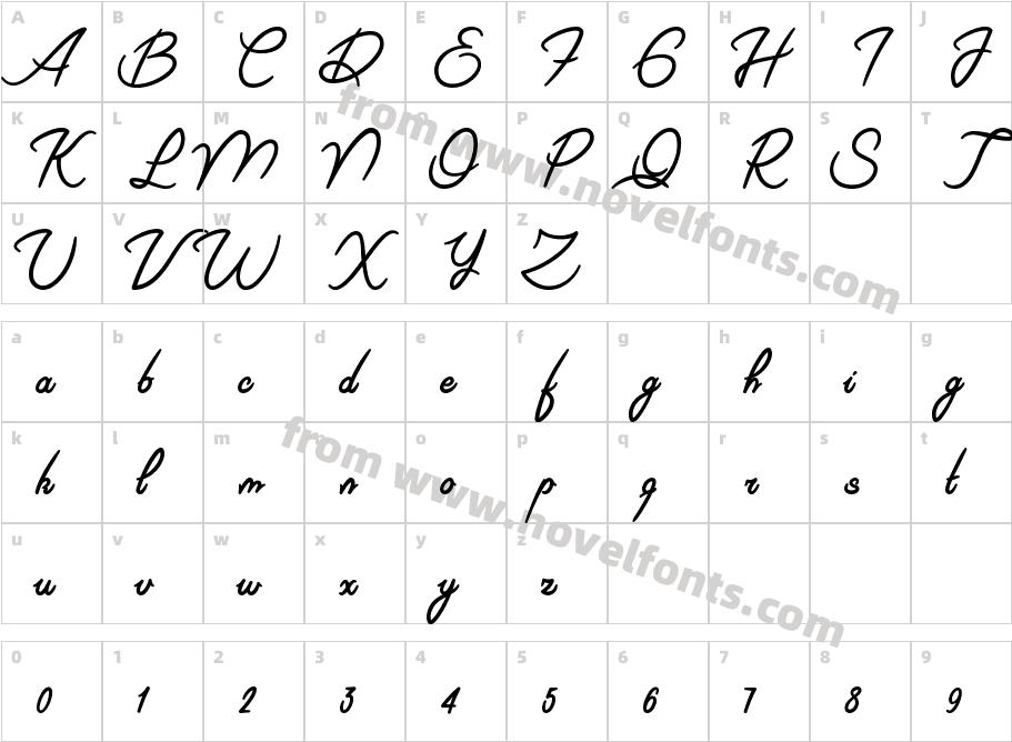 Riviera Freebie Signature FontCharacter Map