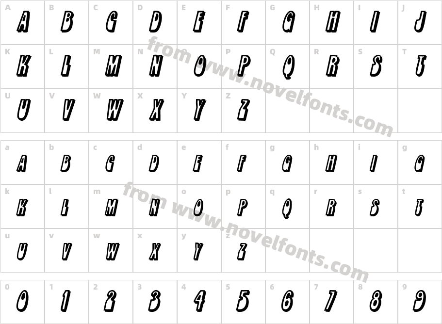 RobleSCapsSSK BoldItalicCharacter Map