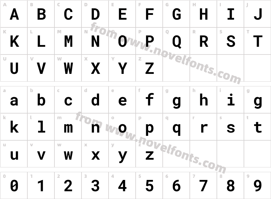 Roboto Mono BoldCharacter Map