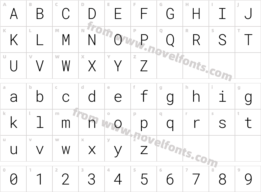 Roboto Mono LightCharacter Map