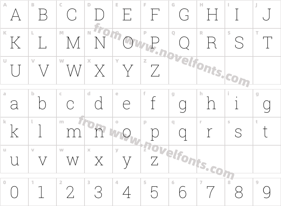 Roboto Slab ThinCharacter Map