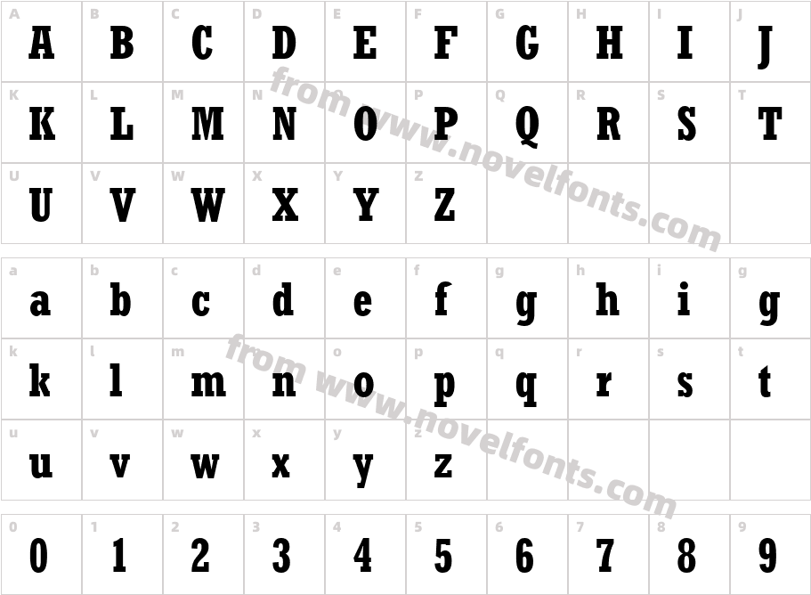 Rockwell Condensed GrasCharacter Map