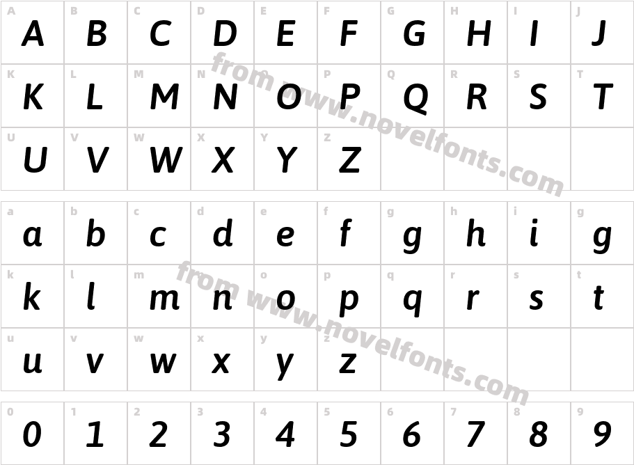 Asap Medium ItalicCharacter Map