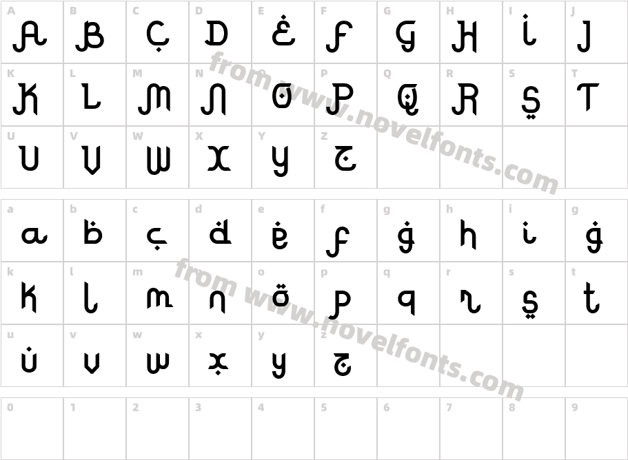 Rodja Bold Alt EndCharacter Map