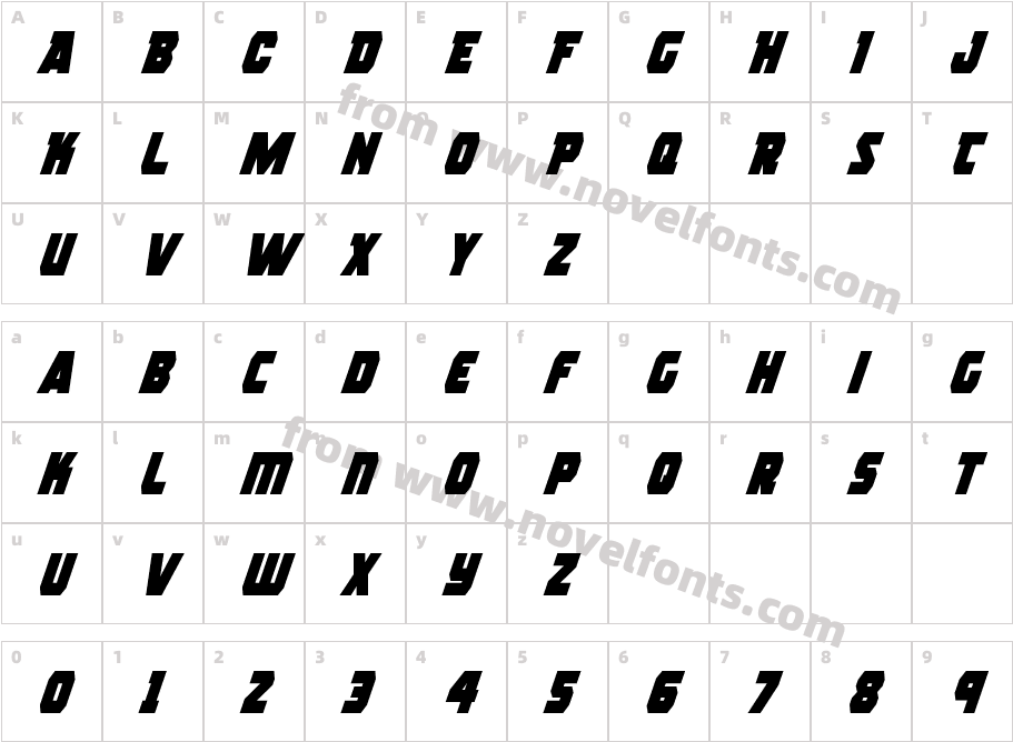 Rogue Hero Condensed ItalicCharacter Map