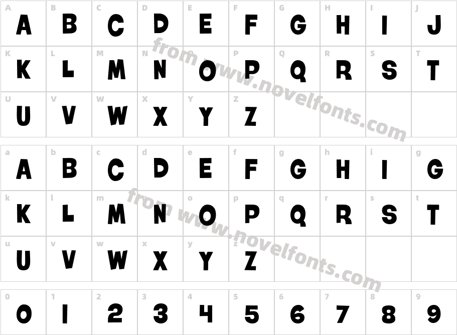 Roller World BTN BoldCharacter Map