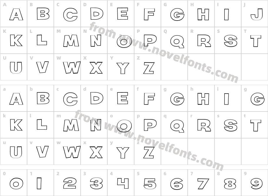 Roller World BTN Wide Bold OutCharacter Map