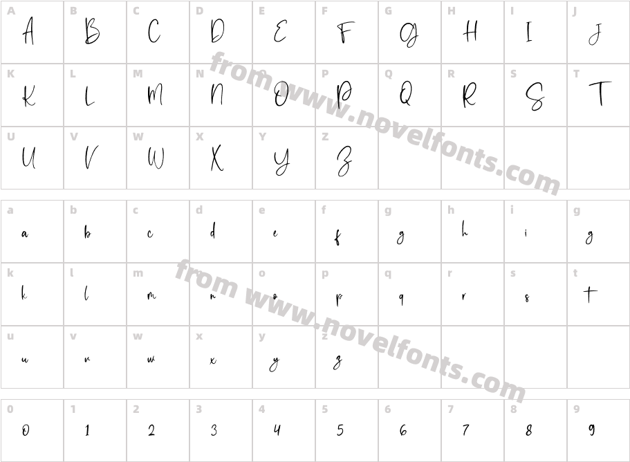 Romantic Collection RegularCharacter Map