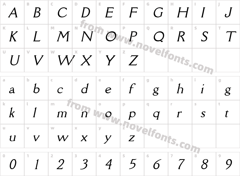 Rory ItalicCharacter Map