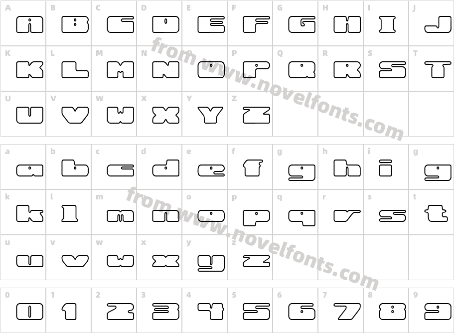 Rotund Outline (BRK)Character Map