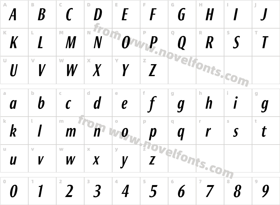 Roxy-MediumItalicCharacter Map