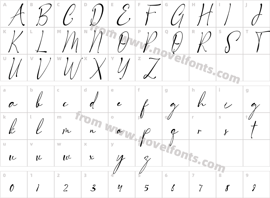 Royal Signature ItalicCharacter Map