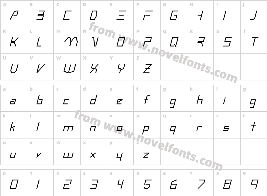 Rsandromed ItalicCharacter Map