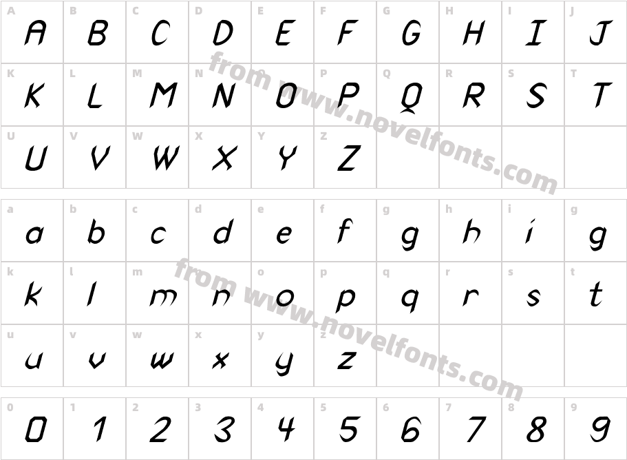 Rscanaith ItalicCharacter Map