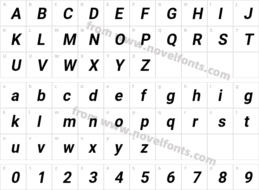 Asimov Distant ItalicCharacter Map