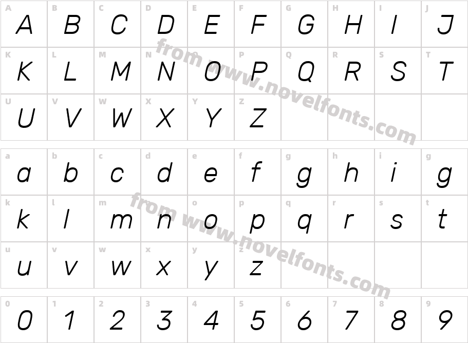 Rubik Light ItalicCharacter Map