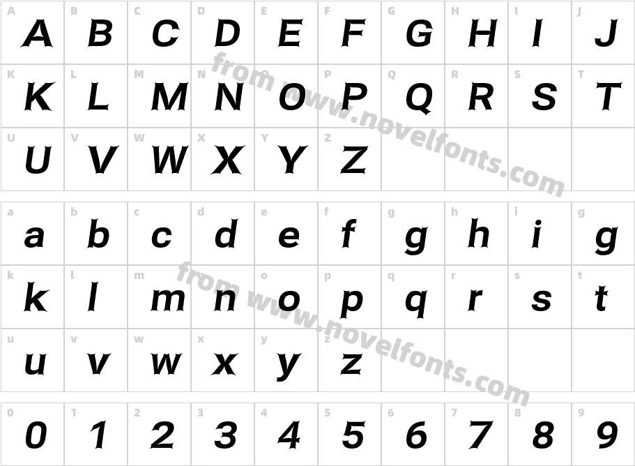 Asimov Edge Wide ItalicCharacter Map