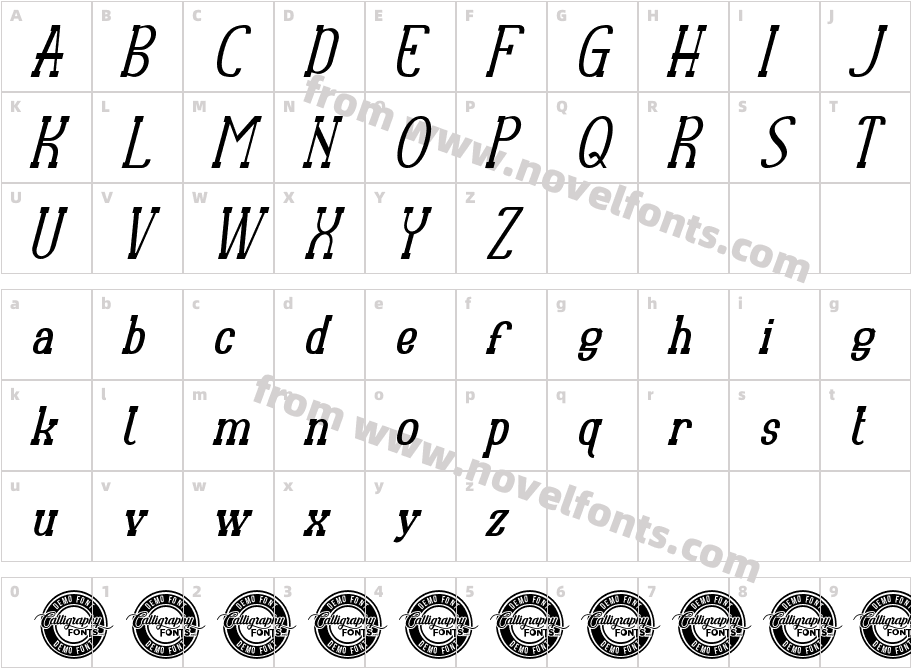 RubyRingDemo Condensed ItalicCharacter Map